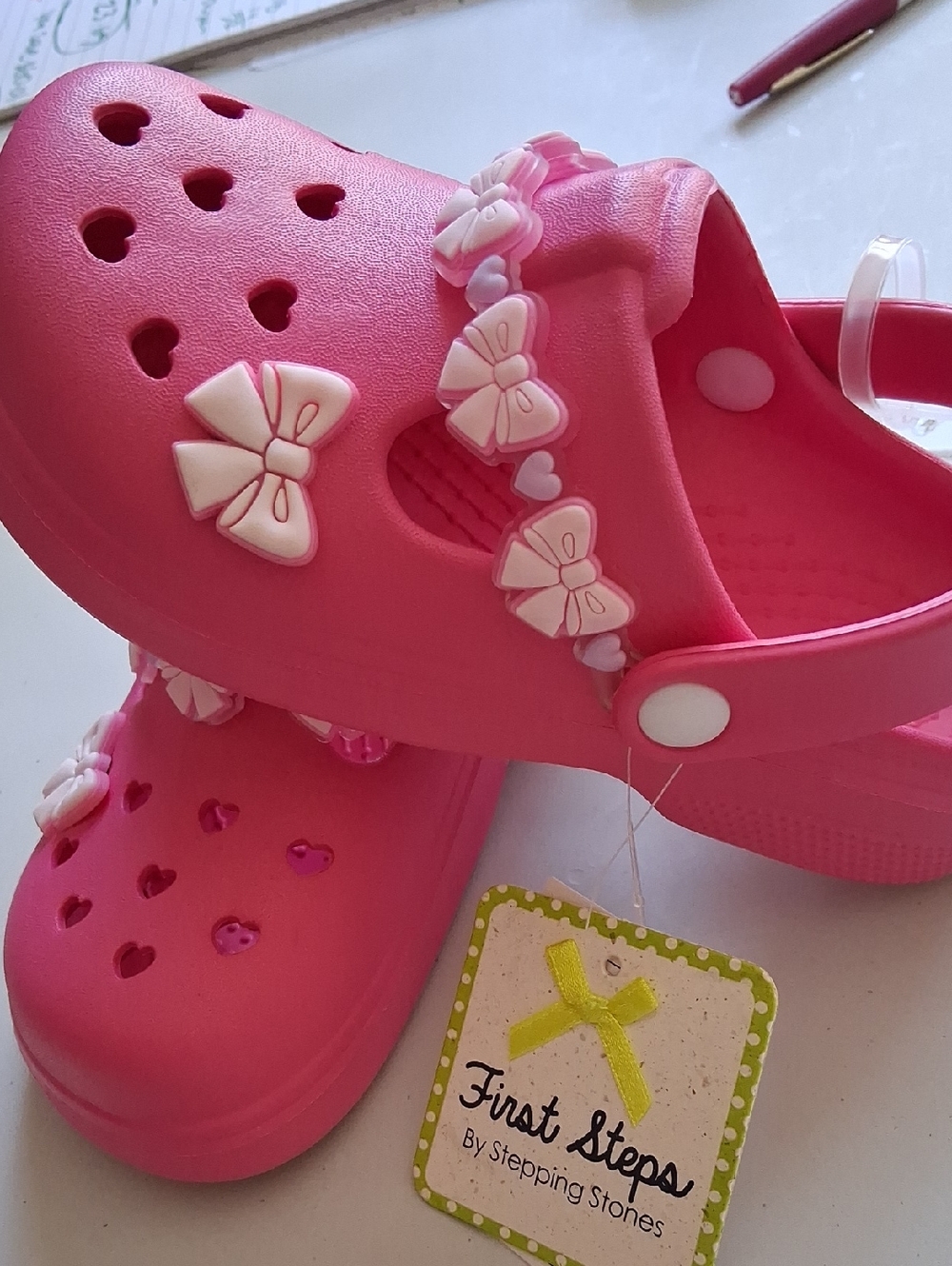 Girls Pink Bow Clog Sandals
